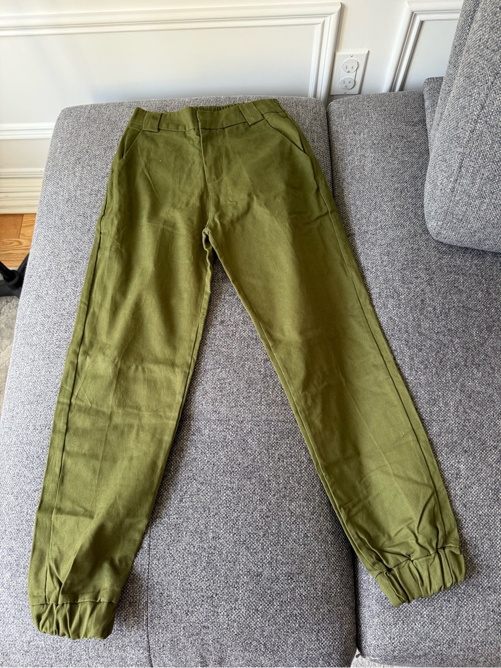 Olive Green Elastic Cuff Pants